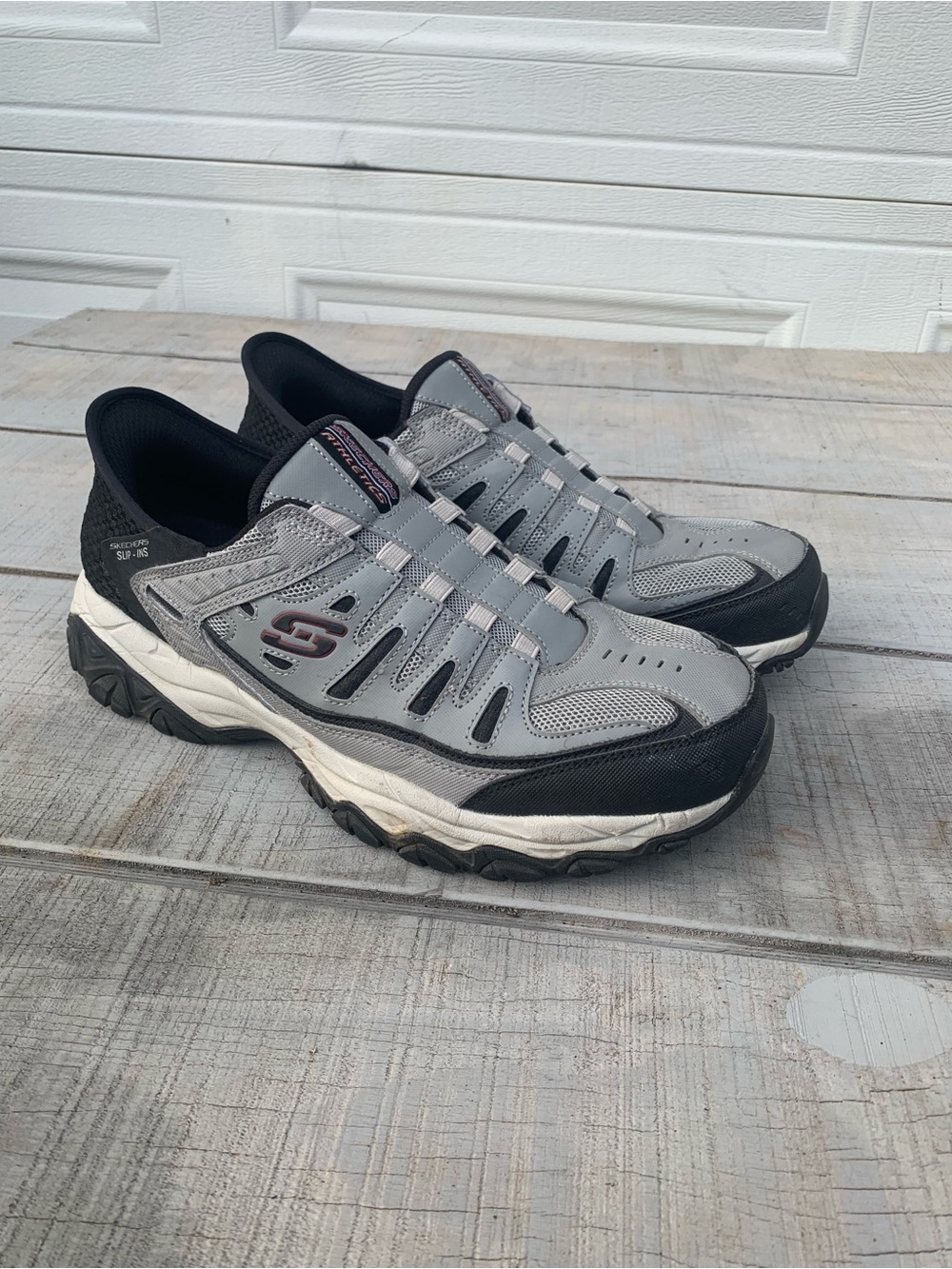 Skechers Slip Ins After Burn Ridgeburn Shoes Gray Mens Size 11 Wide